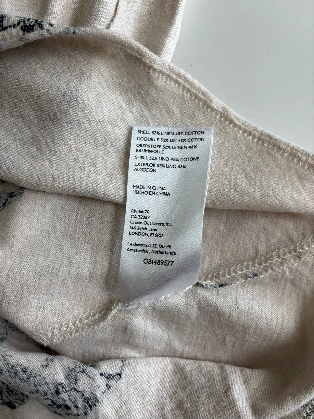 Pilcro Cream Short Sleeve Tee with Black Floral Print linen blend XS - Picture 6 of 8
